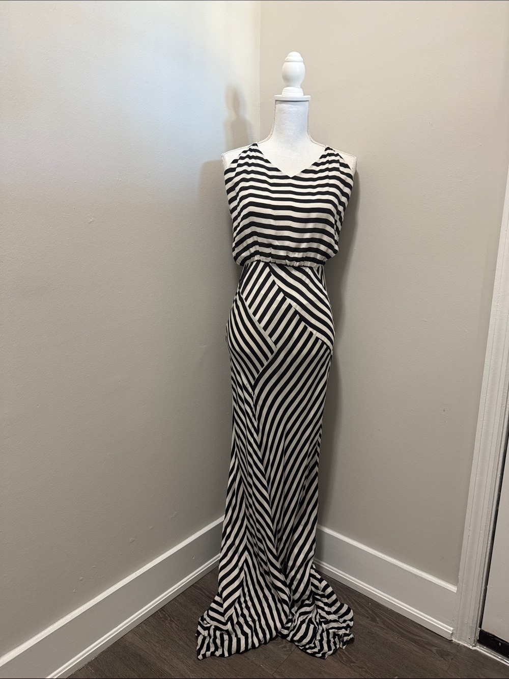 Mason Black & White Diagonal Stripe Maxi Dress